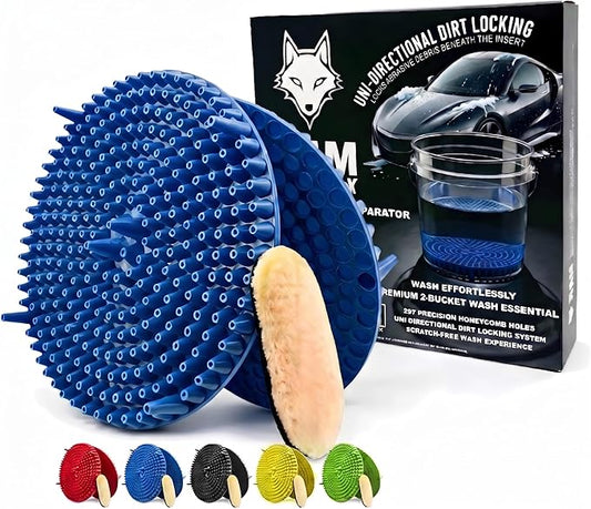 10.4" Heavy Duty Car Wash Bucket Insert (2-Pack) & Wash Mitt Kit - 10.6 oz Detailing Dirt Separator & Grit Trap, Scratch-Free Auto Wash, Fits 3.5 to 5 Gallon Buckets (Black Kit)