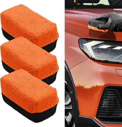 3PCS Premium Microfiber Applicator, Car Wash Sponge, Car Detailing Sponge Applicator, Universal Ceramic Coating Applicator Sponge Car Accessories for Car Paint, Metal, Plastic Trim, Glass