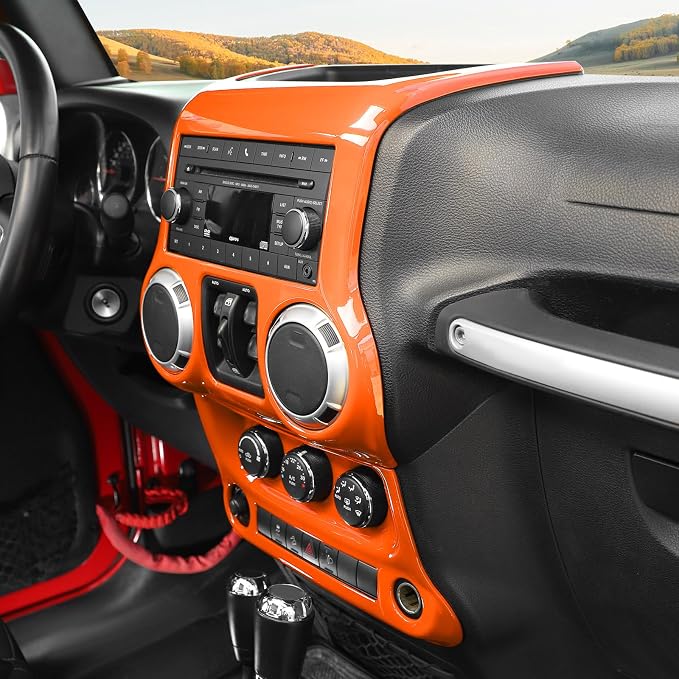 RT-TCZ for Jeep JK Orange Dash Accents Radio A/C Controls Cover Trim for Jeep Wrangler JK JKU 2011-2017 ABS Interior Accessories 2pcs
