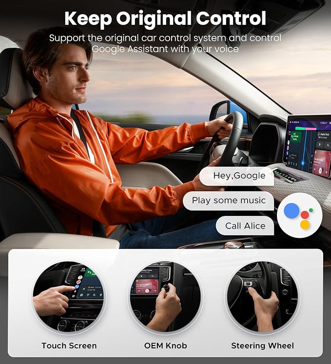 ByteWave Android Auto Wireless Adapter, 8s Fast Mini Wireless Android Auto Adapter with NFC Instant Connect, 5.8GHz WiFi Bluetooth 5.3 Stable Plug & Play USB-A/Type-C Car Dongle for Android 12+