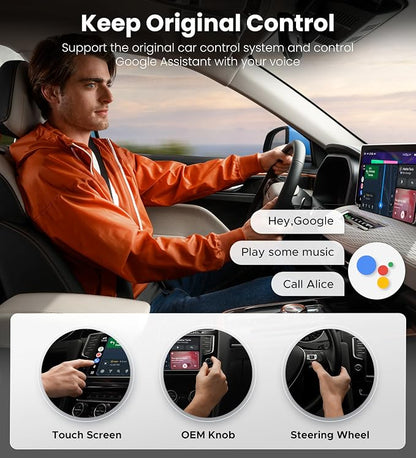 ByteWave Android Auto Wireless Adapter, 8s Fast Mini Wireless Android Auto Adapter with NFC Instant Connect, 5.8GHz WiFi Bluetooth 5.3 Stable Plug & Play USB-A/Type-C Car Dongle for Android 12+