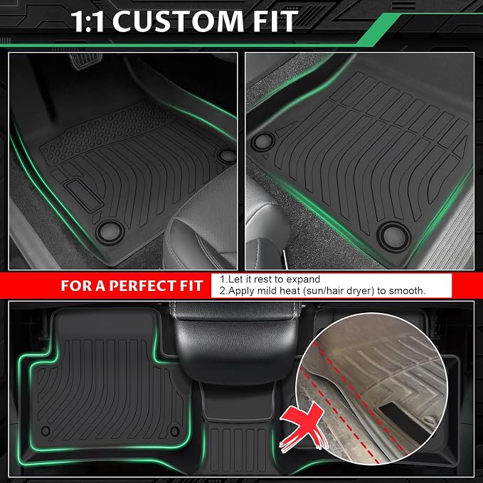 Floor Mats & Cargo Mat for Audi Q5 & SQ5 2018 2019 2020 2021 2022 2023 2024 2025, Waterproof Anti-Slip, TPE Q5 Floor Mats 1st & 2nd Row Summer Winter Non-Slip Cargo Liner