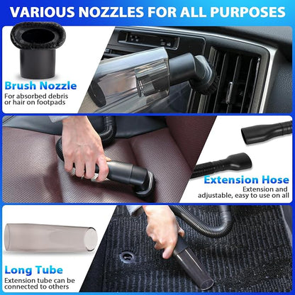THINKWORK Car Cleaning Kit, Car Vacuum Kit, Gray Car Interior Detailing Kit with 8000PA High Power Vacuum, Including 7Pcs Detailing Brush Set and Bag