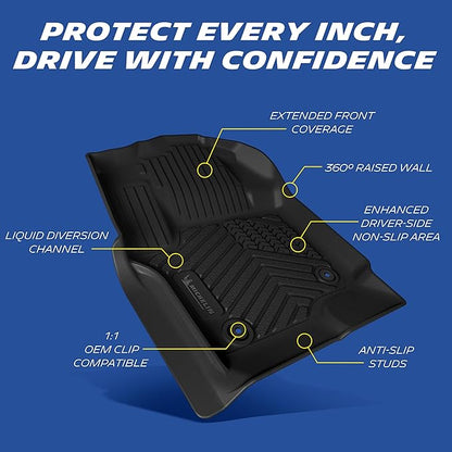 Michelin Vehicle Mats, All-Weather TPE Custom Fit Liner for 2017-2026 Ford F250/F350/F450 Super Duty Crew Cab Bucket Seat Carpet Floor, Premier