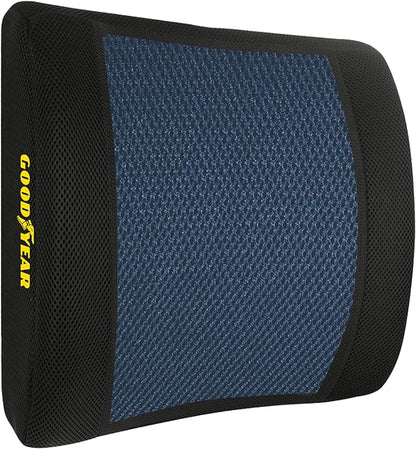 Goodyear Ergonomic Lumbar Support Pillow – Gel-Infused Cushion for Office Chairs and Car Seats, Premium Lower Back Support for Pain Relief and All-Day Comfort - Black