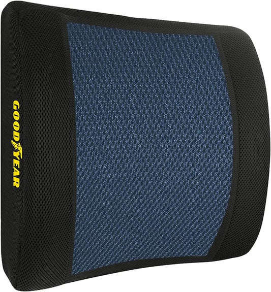 Goodyear Ergonomic Lumbar Support Pillow – Gel-Infused Cushion for Office Chairs and Car Seats, Premium Lower Back Support for Pain Relief and All-Day Comfort - Black