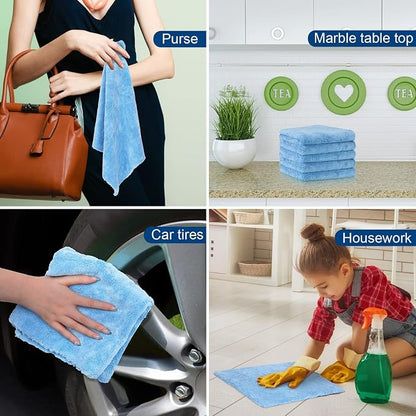 Tallew 16 Pcs 15 Pcs Car Microfiber Towels Buffing Drying Wash Cleaning Cloths Plush Large Towels Thick Care Polishing Detailing Waxing Scratch Proof Towel, 15.75 x 15.75 Inch (Light Blue)