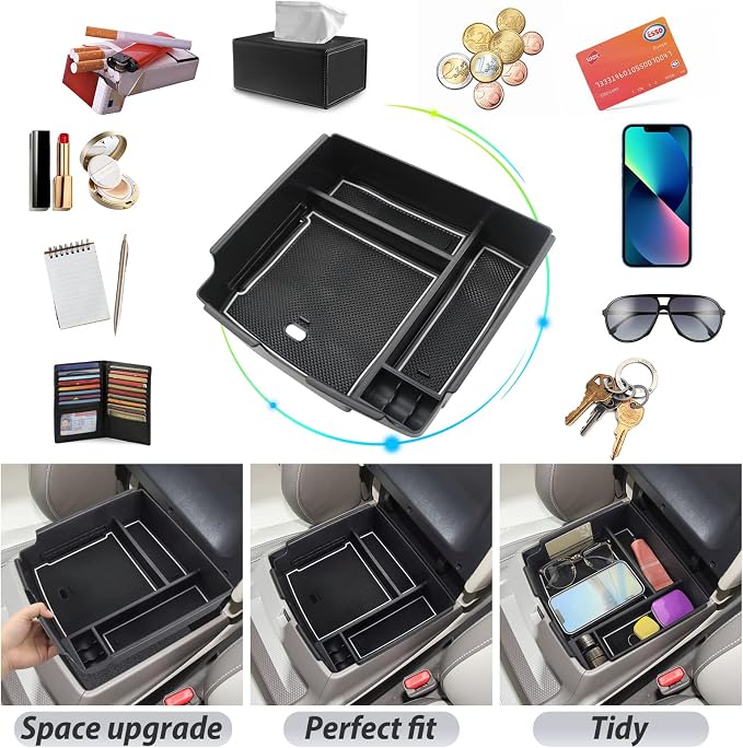 SKTU Compatible with 2022-2025 2026 Kia Carnival Center Console Organizer 2024 2025 2026 Carnival Accessories Console Tray 2024 2025 2026 Carnival Console Organizer with Coin and USB Hole (White)