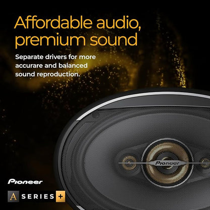 Pioneer A-Series Plus TS-A1681F 6.5” 4-Way Speakers (Pair) – 350W Max, Balanced Sound + Smooth Treble, Enhanced Bass, Ideal Factory Upgrade, Installation Adaptors Included