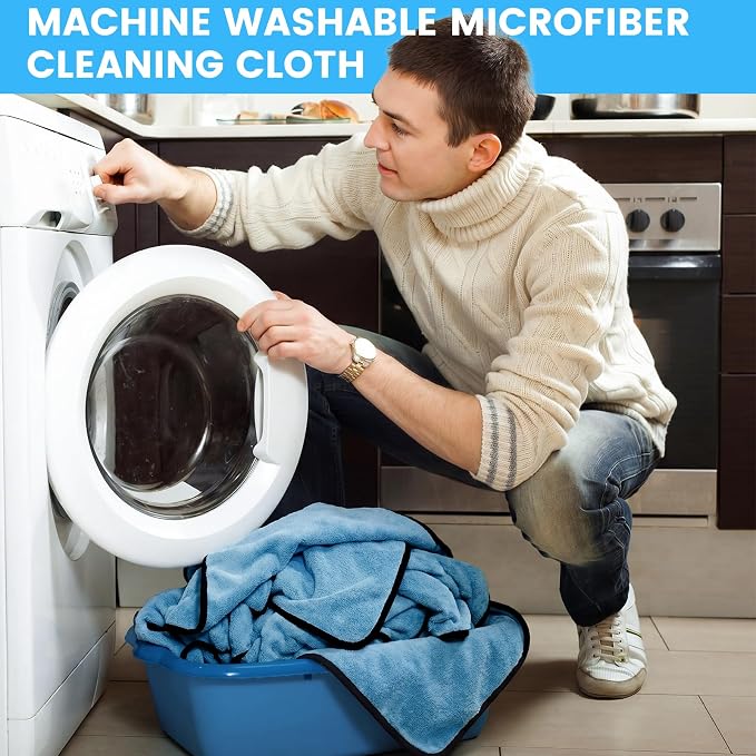 Tallew 60 Pcs Light Blue Microfiber Towels: 16"x16" Microfiber Drying Towels Bulk Micro Fiber Car Cleaning Cloth for Cars Drying Washing Polishing Cleaning Household Supplies
