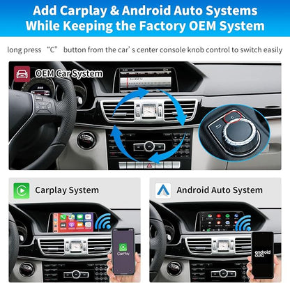 Road Top Wireless CarPlay Interface Decoder for Mercedes-Benz NTG4.5/4.7 | For E-Class W212 E Coupe C207 2012-2015, NTG4.5/4.7, Support Wireless Carplay, Android Auto, MirrorLink