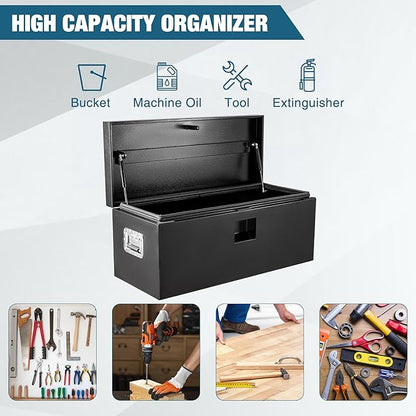 Underbody Truck Tool Box Steel Storage ToolBox, Tool Chest Organizer w/Lock and Keys For Pickup, Truck Bed, RV, Trailer, Heavy Duty Waterproof Black Box,30 x 15 x 15 Inch