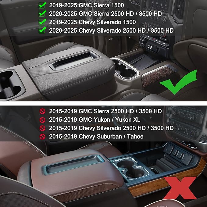 PIMCAR Center Console Organizer Compatible with 2019-2022 Chevy Silverado 1500/GMC Sierra 1500 & 2020-2023 Chevy Silverado/GMC Sierra 2500 HD/3500 HD (Full Console w/Bucket Seats ONLY) Red Trim