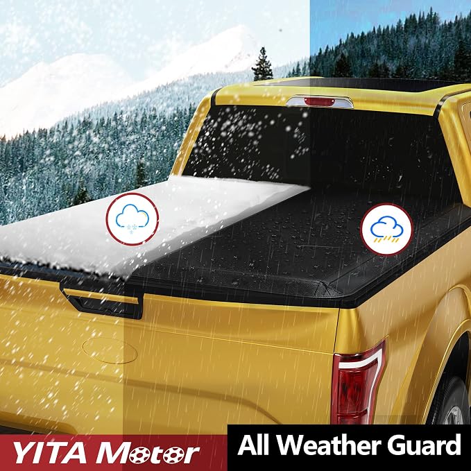 YITAMOTOR Soft Quad Fold Truck Bed Tonneau Cover Compatible with 1999-2016 Ford F-250 F-350 F-450 F250 F350 F450 Super Duty, Styleside 6.75 ft Bed