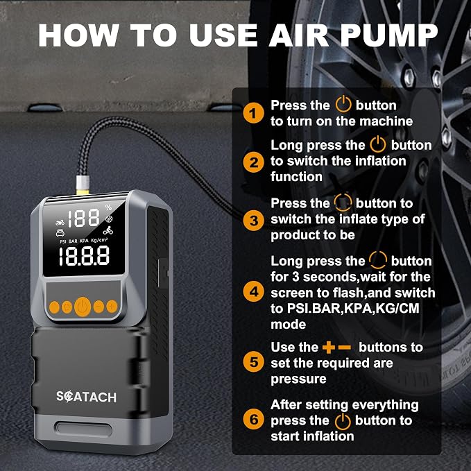 Jump Starter with Air Compressor 8000A 150PSI Car Battery Jump Starter (10.0 Gas/8.0L Diesel), Battery Jumper Starter Portable 12V Jump Box with Jumper Cables, LED Light, LED Display