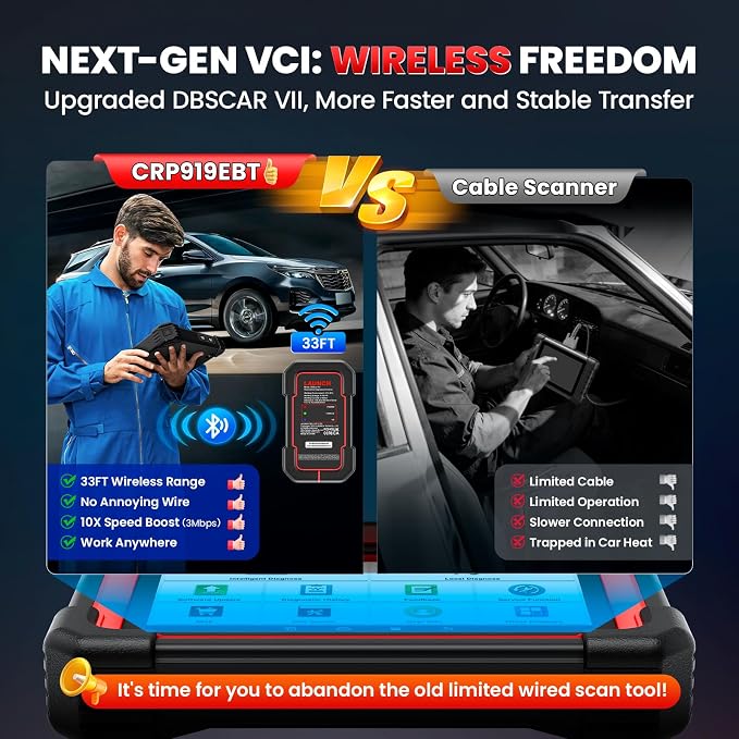 LAUNCH X431 CRP919EBT 2026 Wireless Bidirectional Scan Tool, All-in-One Full System OBD2 Scanner, ECU Coding, 35+ Services, CANFD&DOIP, FCA AutoAuth, VAG Guide, 2Yrs Free Update, Upgraded of CRP919E