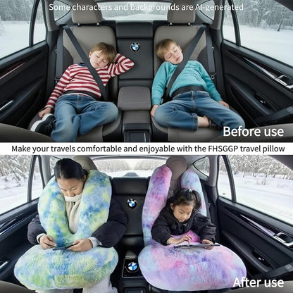 FHSGGP Travel Pillow Car Travel Sleep Support Pillow | 2-in-1 Lap Pillow and Car Pillow With Neck and Body Support for Adults and Kids on Long Trips Kids Travel Pillow Green