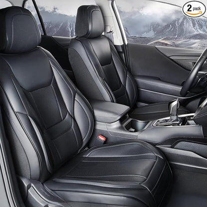 Coverland Custom SUV Car Seat Covers Front Seats for [2023-2026 Honda CR-V, CR-V Hybrid] - Protector Car Seat Cover Water Resistant Leather Memory Form Back Support Seat Cushion [Front-Black]