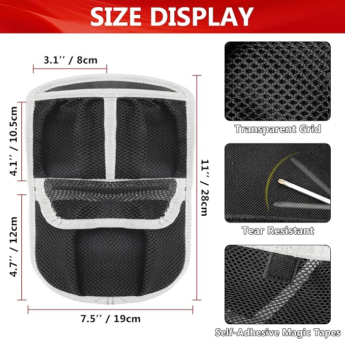 3 Mesh Pockets Front Trunk Lid Organizer Frunk Tool Storage Bag For Can Am Ryker 600 900 Sport Rally Edition 2019-2025 Accessories (Gray Piping)