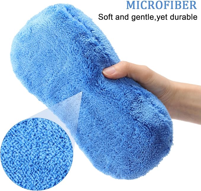 Tanlade 4 Pcs Large Car Wash Sponge for Cleaning, The Microfiber Sponges for Car Washing Supplies, Trucks and Motorcycles (Orange,Blue,Yellow,Gray)