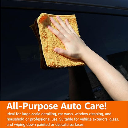 Amazon Basics Microfiber Car Drying Towels, Highly Absorbent, Lint Free, Scratch Free, Buffing and Polishing, Auto Detailing, No Streaks, Soft, Quick Drying, 16" x 16", Yellow, 3-Pack