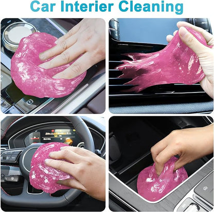 FiveJoy Car Cleaning Gel Universal Cleaning Putty for Car Interior, Reusable Auto Cleaning Slime Car Cleaning Supplies for Car Vent, Keyboard Cleaner Pink 3Pack