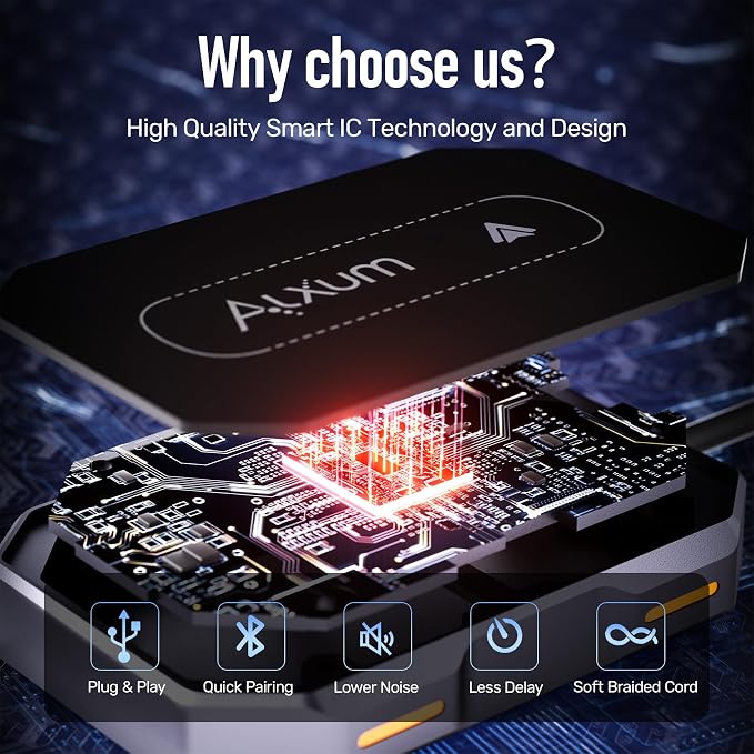 Alxum Wireless AA Adapter - Convert Wired to Wireless for Android Auto, Dual Connection Design, Online Upgrade Only, Supports AA 12+