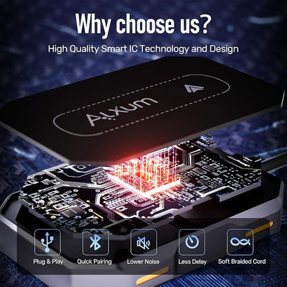Alxum Wireless AA Adapter - Convert Wired to Wireless for Android Auto, Dual Connection Design, Online Upgrade Only, Supports AA 12+