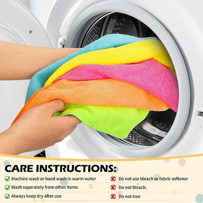 FIXSMITH Microfiber Cleaning Cloth, 20 Pack Cleaning Rags, Cleaning Towels for Housekeeping, Kitchen, Car, Lint-Free, Reusable Shop Towels with 5 Colors (Green/Blue/Yellow/Orange/Pink), 12"X12"