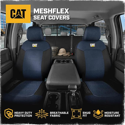 CAT MeshFlex Seat Covers Full Set for Full-Size Pickup Trucks Only - Blue | Front Bucket Seat Covers & 60/40 Split Rear Bench Protector – Interior Accessories For F-150, Silverado, Ram, Sierra & Tundra
