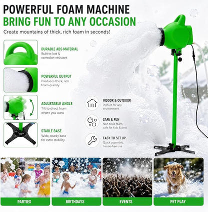 PILIN 800W Bubble Machine for Party Pool Foam Cannon Outdoor Heavy Foam Machine with Water Tank,2 Foam Powder for Gatherings, Holiday Celebrations, Party