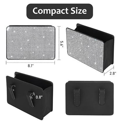 Accmor Bling Car Trash Can, Foldable Vehicle Trash Bin Dustbin Garbage Organizer Storage, Sparkling Crystal Rhinestone Trash Bags Holder Container with 30pcs Garbage Bag Car Accessories for Auto, SUV