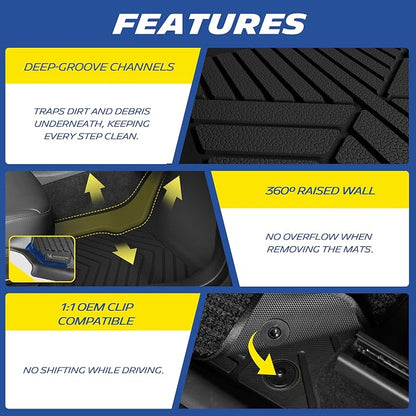 Michelin Vehicle Mats, All-Weather TPE Custom Fit Liner for 2020-2021 Ford Explorer 6-Seat XLT/Limited/ST/Platinum/Limited Hybrid, 2nd Row Captain Seats, Premier