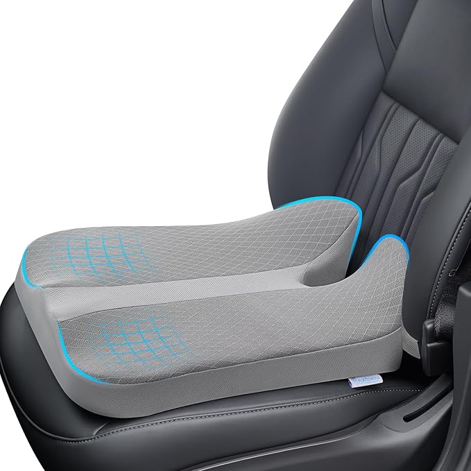 anzhixiu Elevated Car Seat Cushion for Improved View- Reduces Lower Back Pressure- Gray