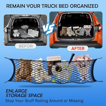 Envelope Style Cargo Net for 2020-2025 2026 Ford Explorer Accessories, Rear Trunk SUV Mesh Cargo Net, Upgraded 5mm Bungee & Double-Layer Nylon Storage Tailgate Netting Grocery&Tools Holder Organizer