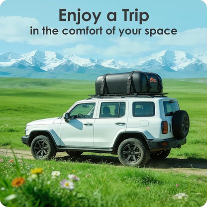 Car Rooftop Cargo Carrier Bag 15 Cubic Feet, 100% Waterproof Heavy Duty Car Roof Bag for All Vehicle with/Without Racks - Anti-Slip Mat, 4 Door Hooks, Storage Bags, 4PCS 3.8CM Straps(Orange)