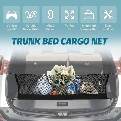 Envelope Style Trunk Cargo Net Compatible with Toyota RAV4 2015 2016 2017 2018,Highly Elastic Trunk Cargo Net for SUV RAV4 Accessories, Upgraded Storage Bag & Heavy Duty Carabiners