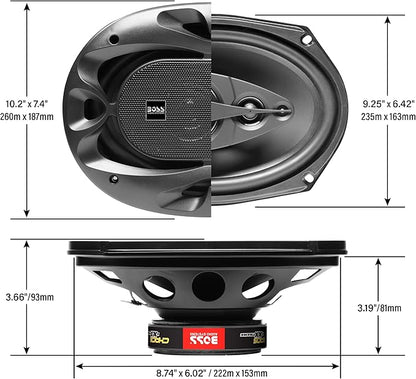 BOSS Audio Systems CH6940B Chaos Exxtreme Series 6 x 9 Inch Car Door Speakers - 500 Watts Max (per Pair), Coaxial, 4 Way, Full Range, 4 Ohms, Sold in Pairs, Bocinas para Carro