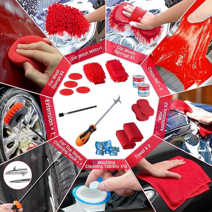 55PCS Car Detailing Kit Interior Cleaner with High Power Handheld Vacuum, Car Detailing Brush Set, Car Cleaning Kit, Drill Brush Set, Car Cleaning Tools Brushes for Interior, Exterior, Wheels