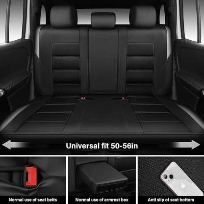 CAR PASS Memory Foam Back Car Seat Covers,Thick 3D Foam Mesh Bench Seat Covers Leather Metallic, Air Cool Rear Seat Cover Black Gray Aluminum Film, Comfort for Cars, Trucks, SUVs Automotive,Black Gray