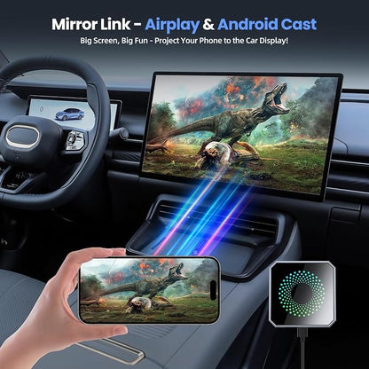 Wireless CarPlay & Android Auto Adapter with Netflix/YouTube, [Supports 4K HDMI Output & Screen Mirroring] - Plug & Play Car Play Wireless Smart AI Box for Cars with OEM Wired CarPlay/Auto