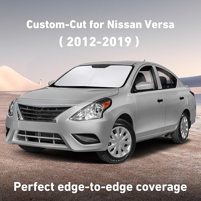 EcoNour Windshield Sunshade Compatible for Nissan Versa 2012-2017 2018 2019, Sun Visor for Front Windshield & Window Sun Shade Cover, UV Heat Blocker & Protector, Car Accessories