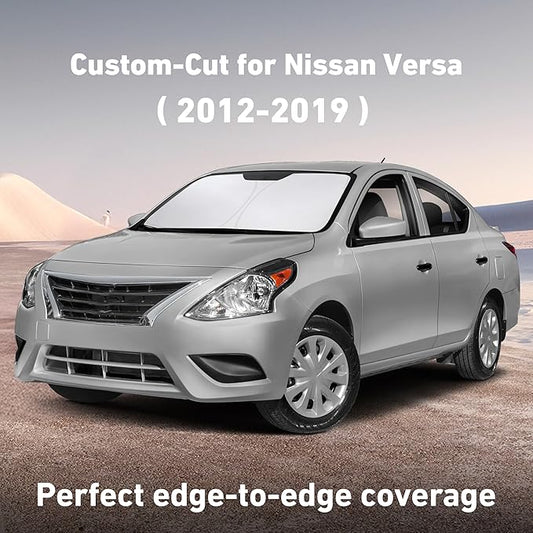 EcoNour Windshield Sunshade Compatible for Nissan Versa 2012-2017 2018 2019, Sun Visor for Front Windshield & Window Sun Shade Cover, UV Heat Blocker & Protector, Car Accessories