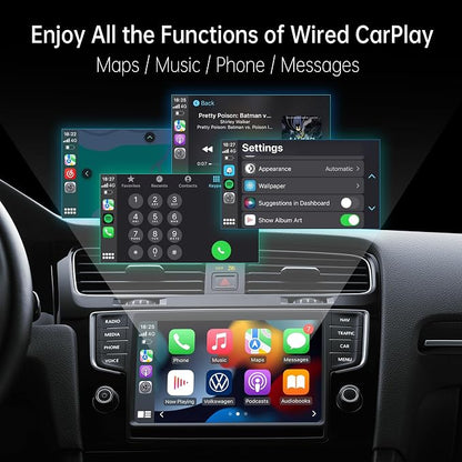 Wireless CarPlay Adapter (2025 Upgrade) – Convert Wired CarPlay to Wireless, Stable Connection, RGB Ambient Lighting, Compatible with Wired CarPlay Cars & iPhone