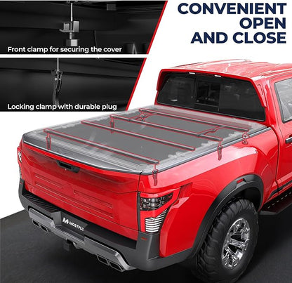 MOSTPLUS 6.5FT Quad Fold Soft Truck Bed Tonneau Cover Compatible with 2016-2026 Nissan Titan | Fleetside 78Inch On Top