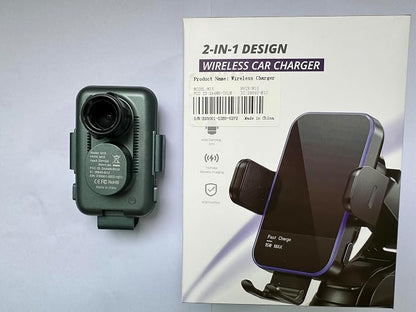 Wireless Car Charger,【7 Colored LED Backlit】 15W Auto Clamping Phone Mount Holder fit for iPhone 15 14 13 12 Mini Pro Max 11 XR XS X, Samsung Galaxy S23 Ultra S22 S21+ S10+ Note 20, etc - Green