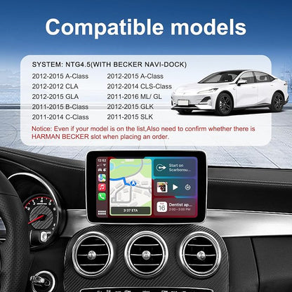 CarPlay Android Auto Adapter Decoder Retrofit Kit Fits Mercedes Benz 2012-2015 A/B/C/E/CLA/GLK/ML/SLD Class with NTG 4.5/4.7 System, Supports Wireless CPAA/Mirror Link/Camera/USB Drive/NAV