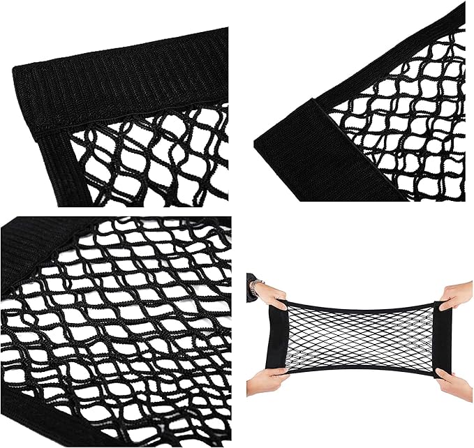 Universal Mesh Cargo Net Storage Net Wall Sticker Organizer Pouch Bag Storage Mesh Net for Car Trunk Storage Add On Organizers for Car Truck (24" x 9.5"（2 Packs)