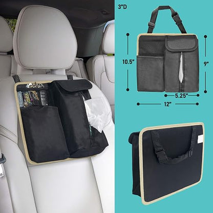 FH Group Car Back Seat Organizer, Beige, Minimalist, Car Organizer, CADDY, Brown