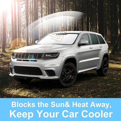 TINGLU Sun Shade for Jeep Grand Cherokee 2011-2021(NOT for Grand Cherokee L&Jeep Cherokee) Accessories Windshield Sun Shade Window Shade UV Rays Protection Sun Visor Cover